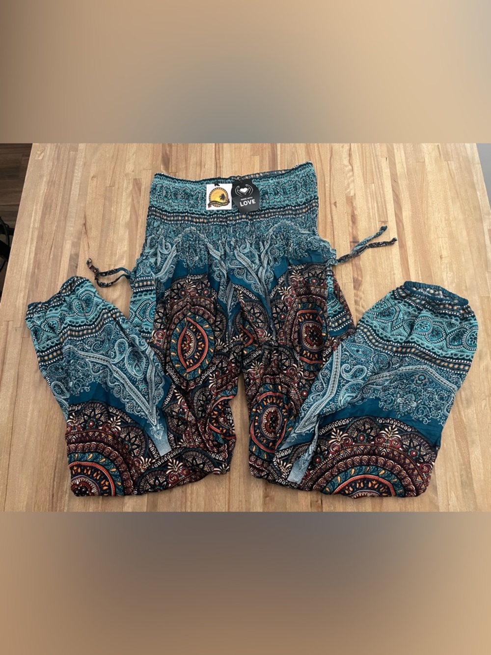 Teal Bohemian Paisley Harem Pants